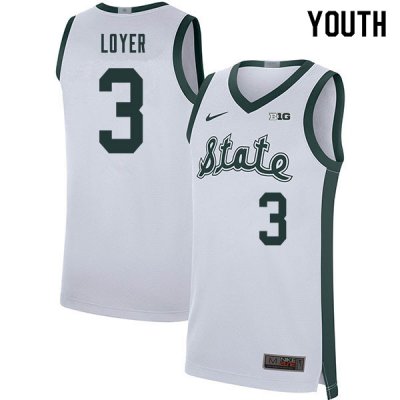 Youth Foster Loyer Michigan State Spartans #3 Nike NCAA Retro White Authentic College Stitched Basketball Jersey AG50E87GD
